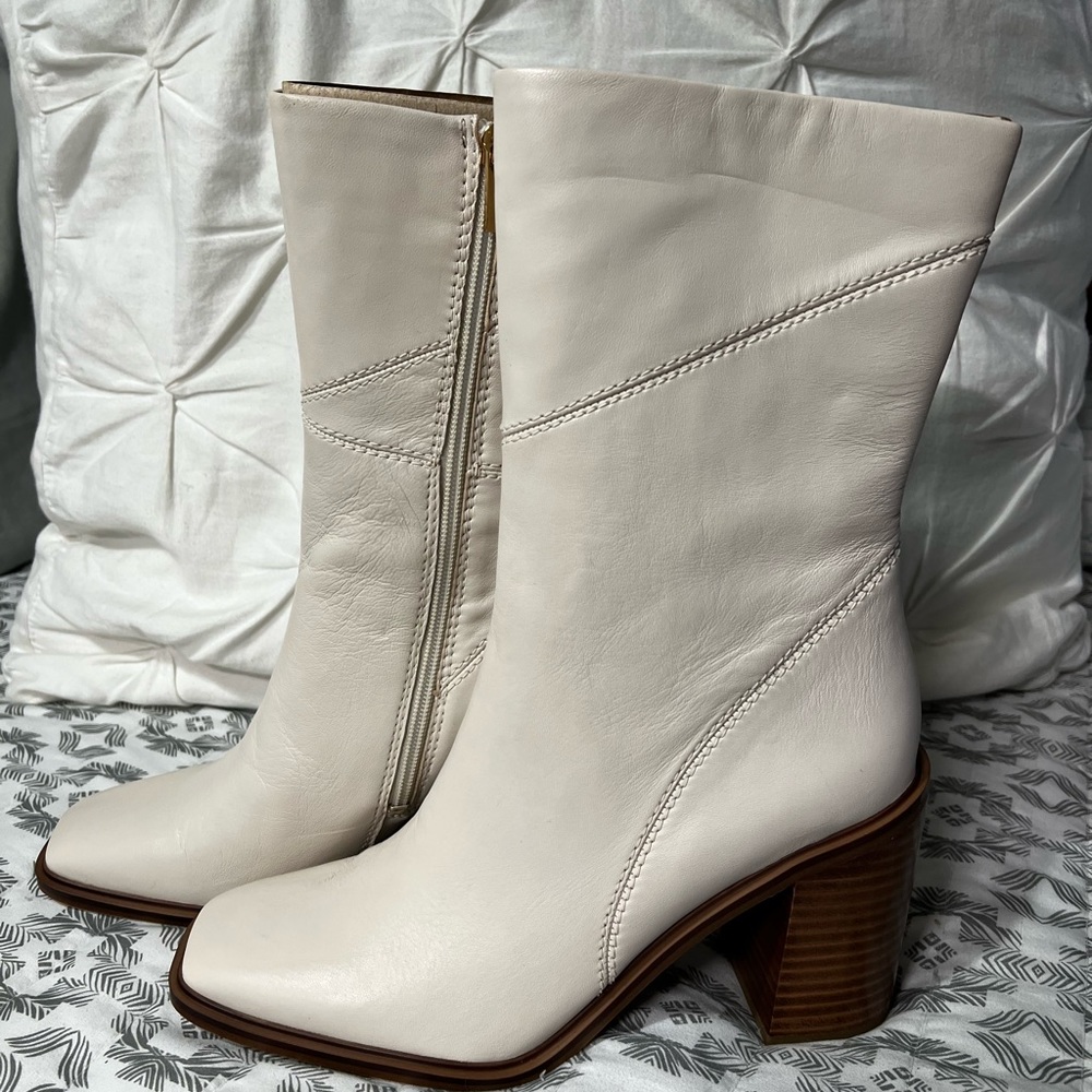Franco Sarto mid-shin Stevie putty color